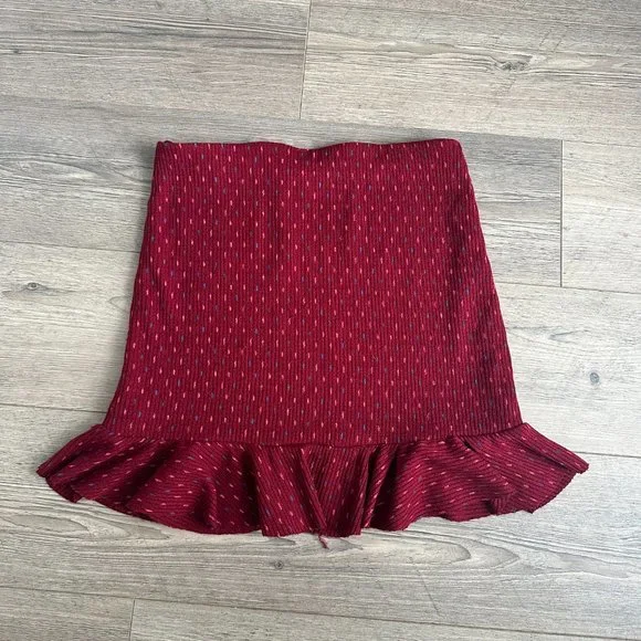 Free‎ People Set The Mood Skirt Red Sweater Elastic Medium - Picture 3 of 5